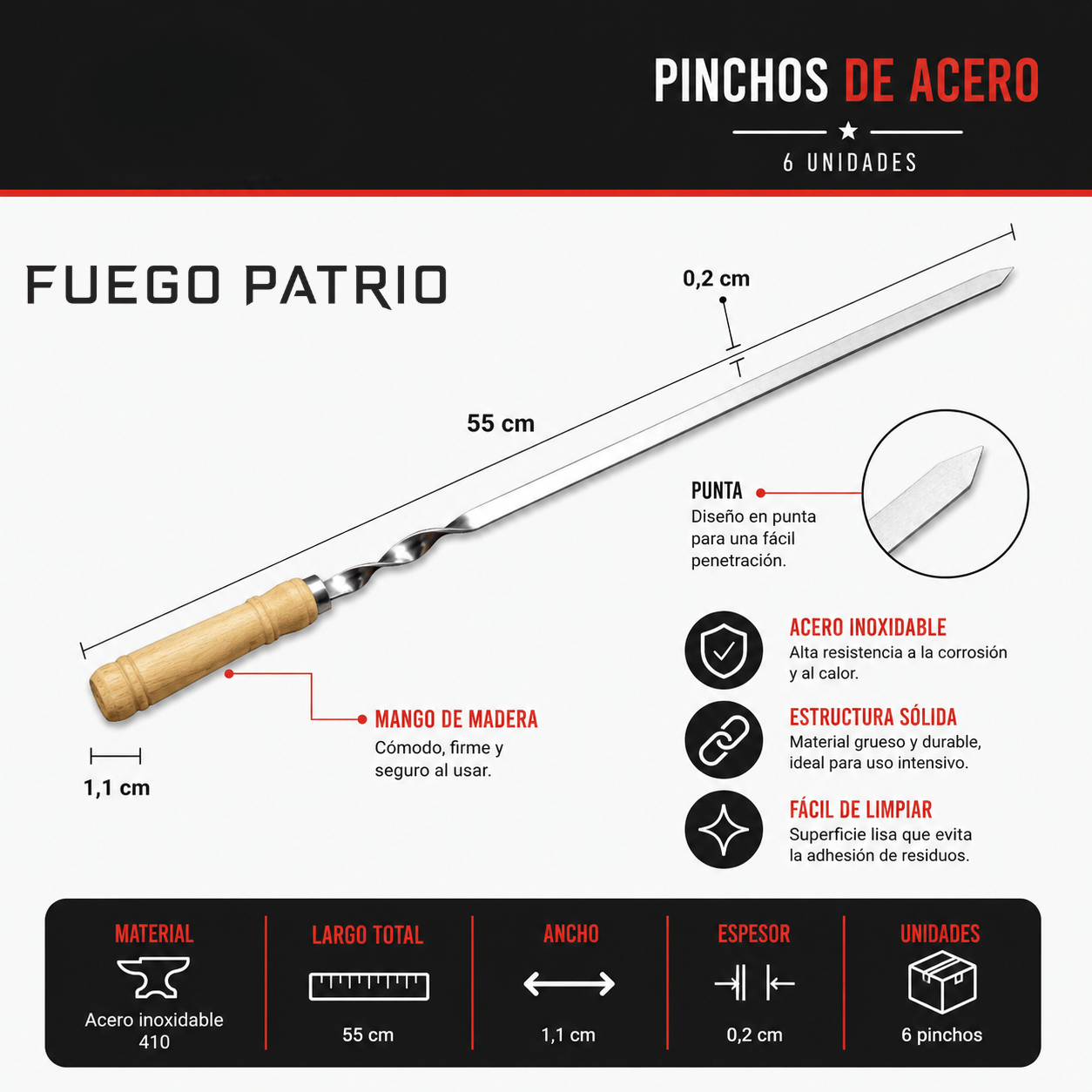 Set de Brochetas Fuego x6