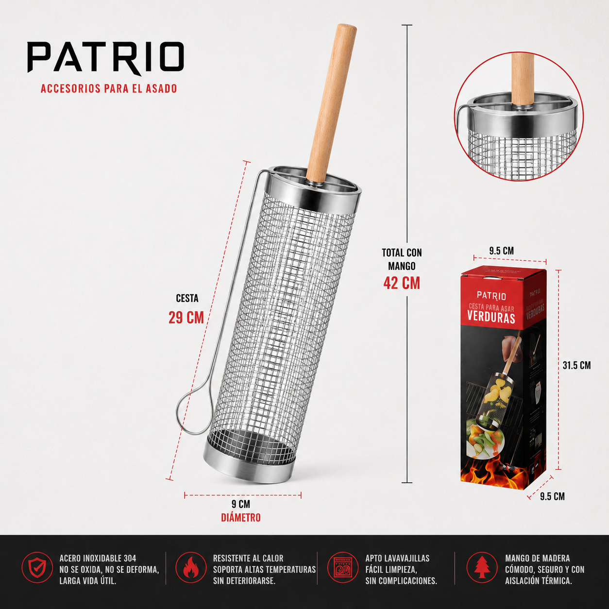 Cesta Parrillera Doble Fuego