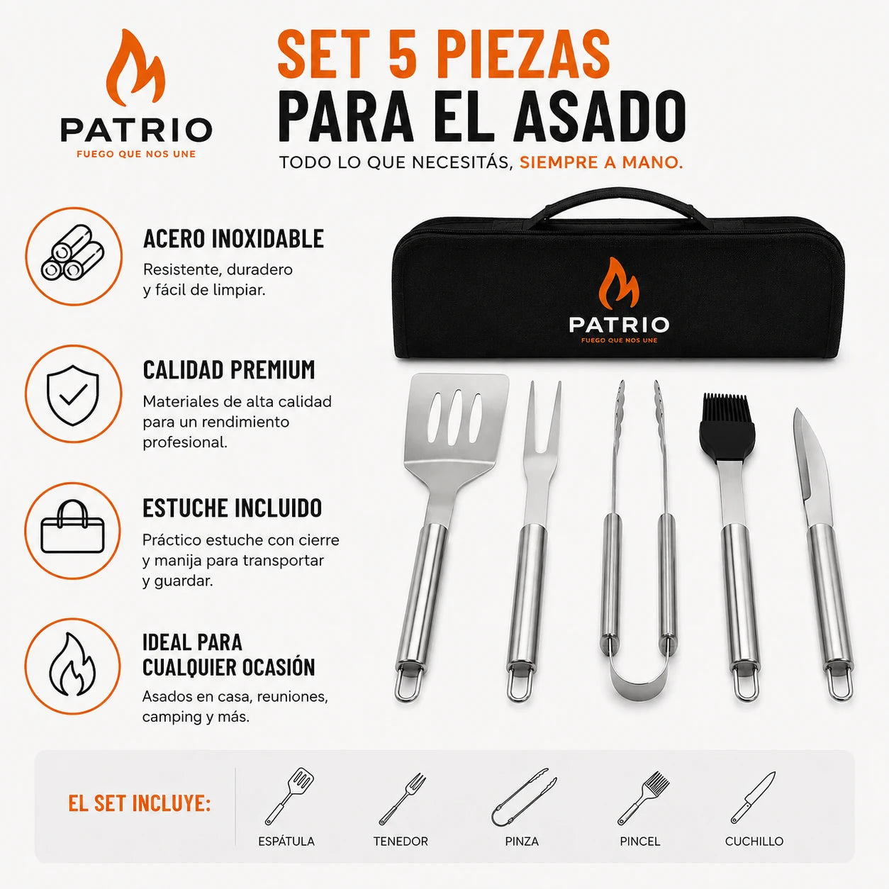 Set de Cubiertos Fuego x5